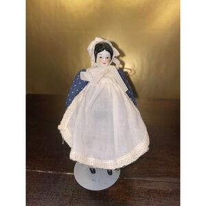 Vintage Porcelain Hertwig Nanking‎ Doll Victorian Silvestri Blue